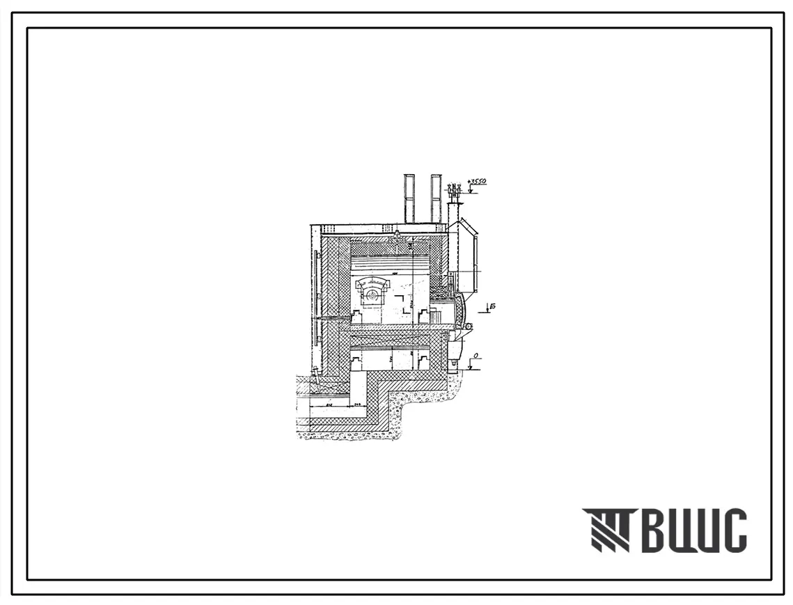 Проект 37614 Печь нагревательная камерная размеры пода 2,1х1,6 м на газе и мазуте с отводом дыма в боров