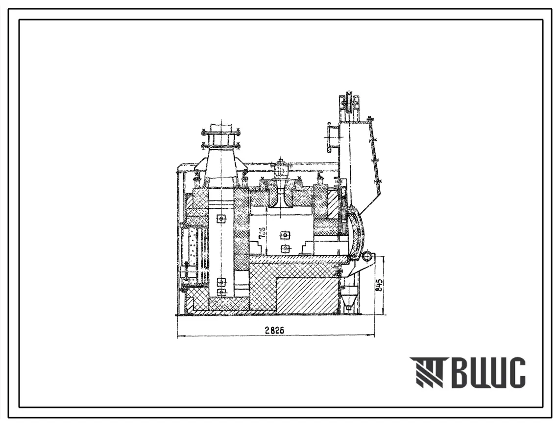 Типовой проект 406-9-280.84 Печь нагревательная камерная размерами пода 1,04 х 0,93 м на газе среднего давления с отводом дыма вверх