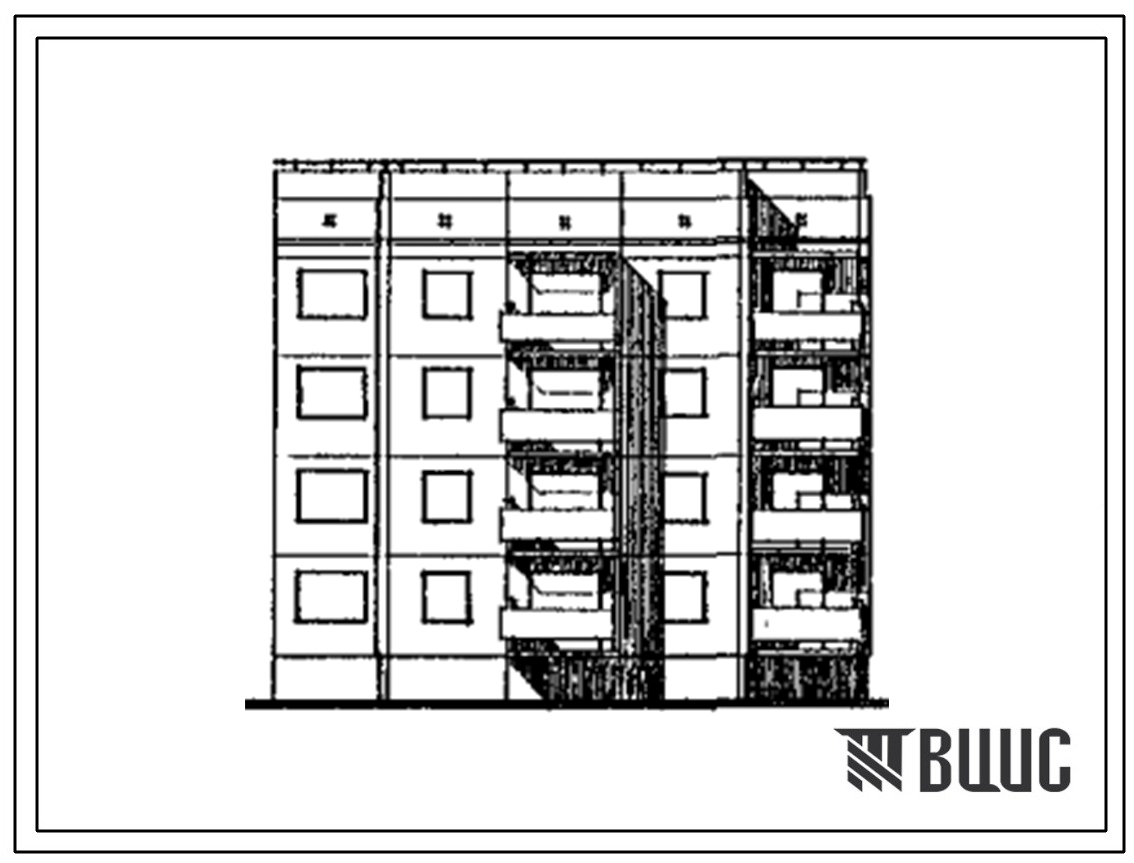 Типовой проект 94-0177.13.89 Блок-секция 4-этажная 16-квартирная торцовая, правая 1-1-1-2 (для строительства в УССР)