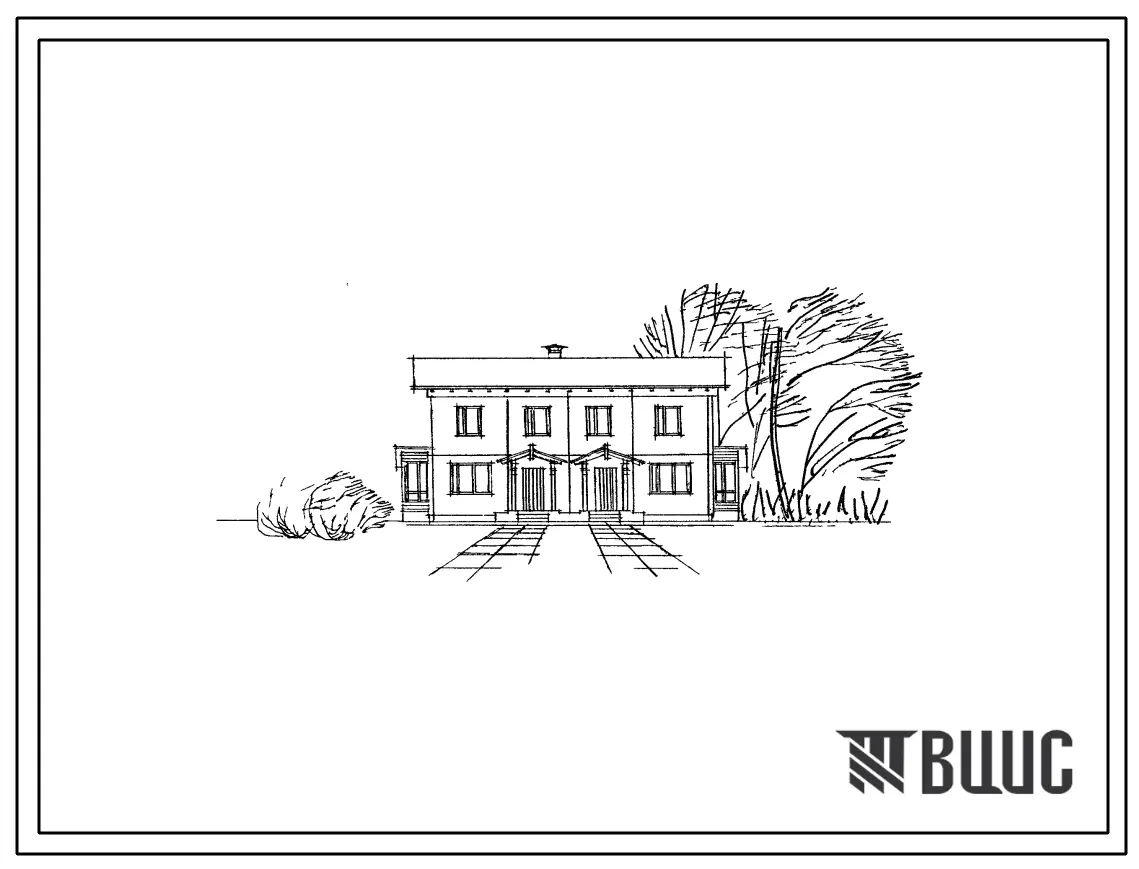 Типовой проект 141-90сх-16/1 Двухэтажный 2 квартирный блокированный жилой дом с квартирами типа 4Б в двух уровнях.