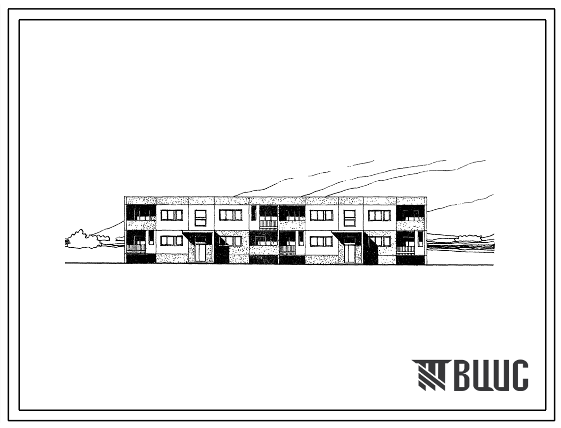 Типовой проект 111-99-29 Двухэтажный двухсекционный крупнопанельный жилой дом на 12 квартир (однокомнатных 1Б-4, двухкомнатных 1Б-8). Для строительства в 1В климатическом подрайоне, 2 и 3 климатических районах.