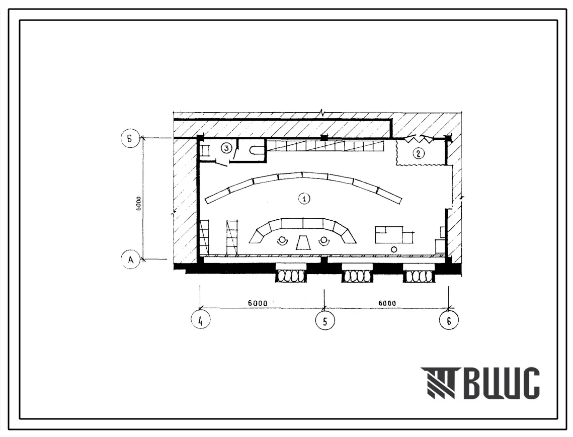 Типовой проект П-4-25(501-5-84.87) производственные помещения 1 этажа здания поста электрической централизации до 150 стрелок, С3-777-87, (убежище на 25 человек, размеры убежища 12м на 6м, режимы вентиляции 1,2).