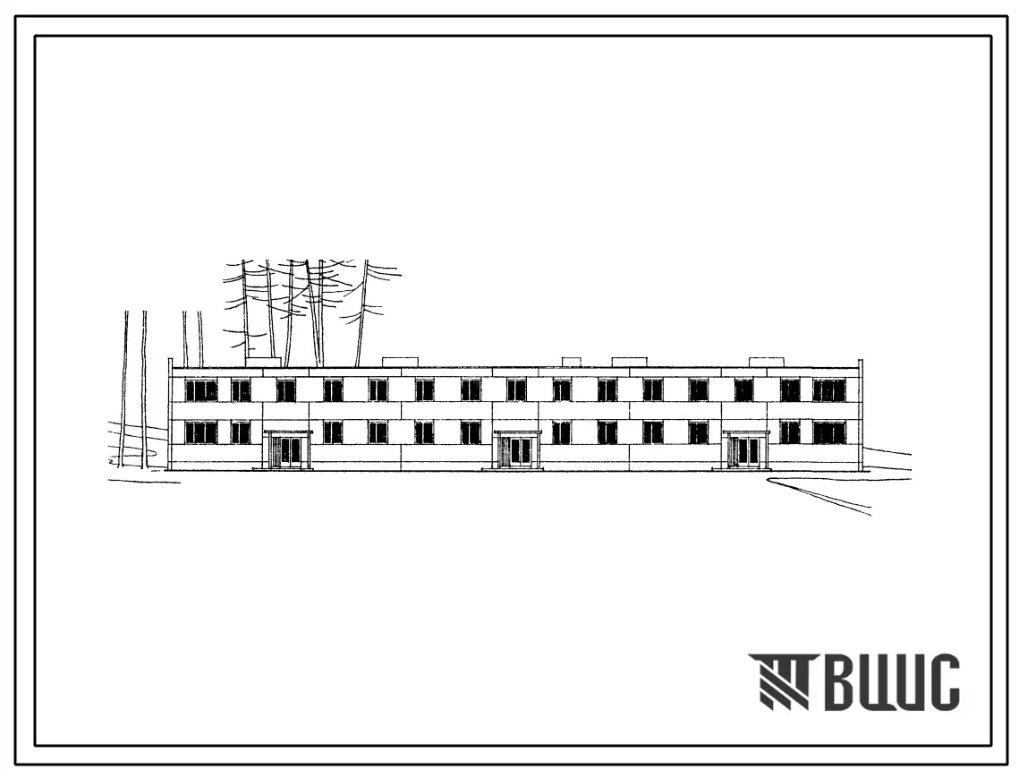 Типовой проект 111-13-33 2-этажный 18-квартирный секционный жилой дом с 1-2-3-комнатными квартирами, со стенами из силикатобетонных панелей.