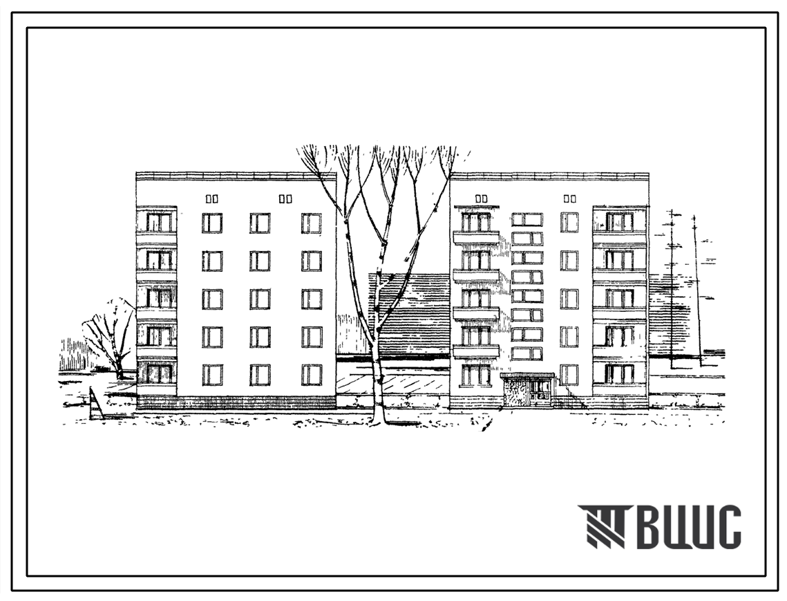 Типовой проект 87-031 Блок-секция 5-этажного дома рядовая левая на 10 квартир, для строительства в 3 строительно-климатической зоне на неравномерно сжимаемых грунтах.