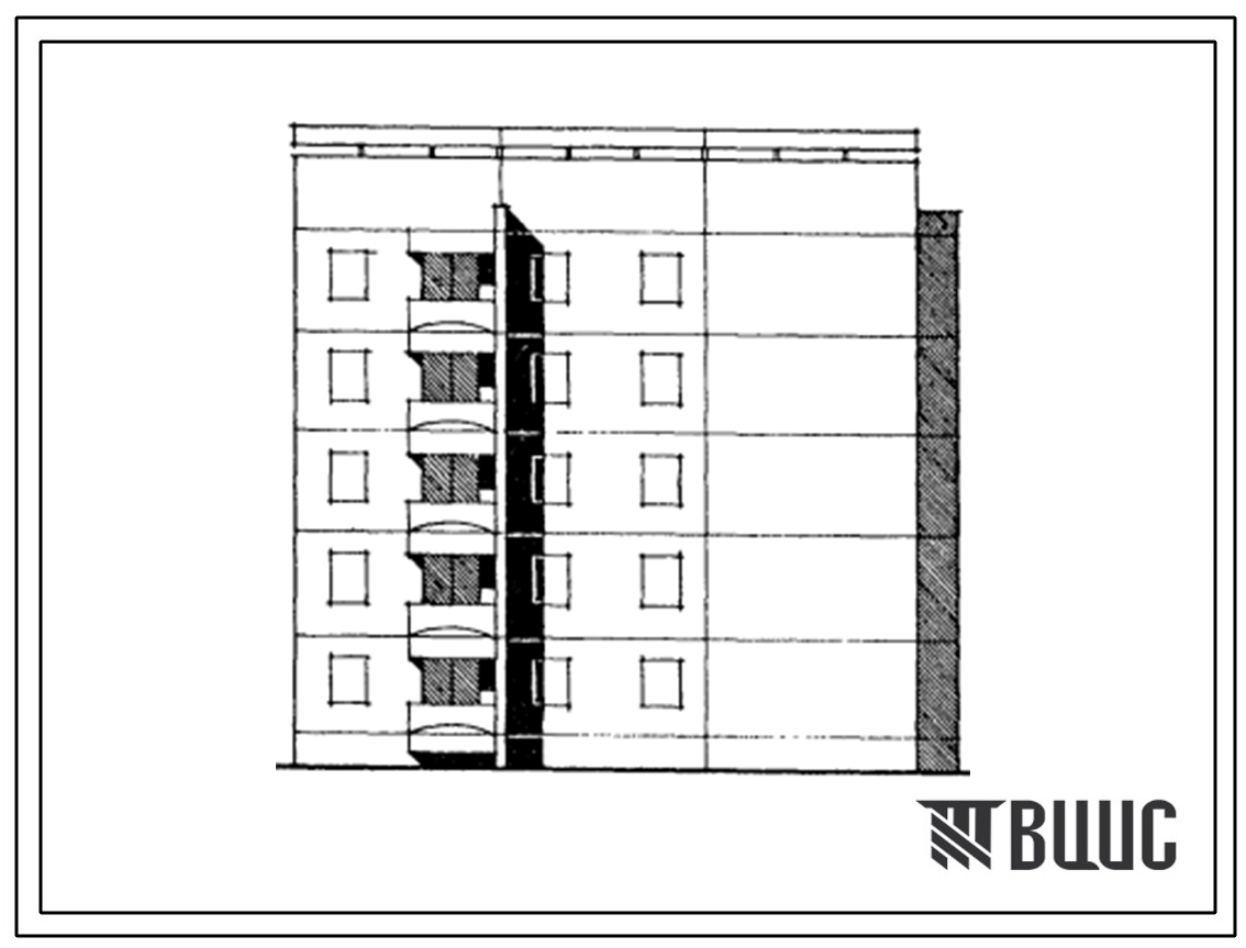 Типовой проект 129-061с.13.87 Блок-секция 5-этажная 15-квартирная лучевая правая 1Б-2Б-3Б (для Армянской ССР)