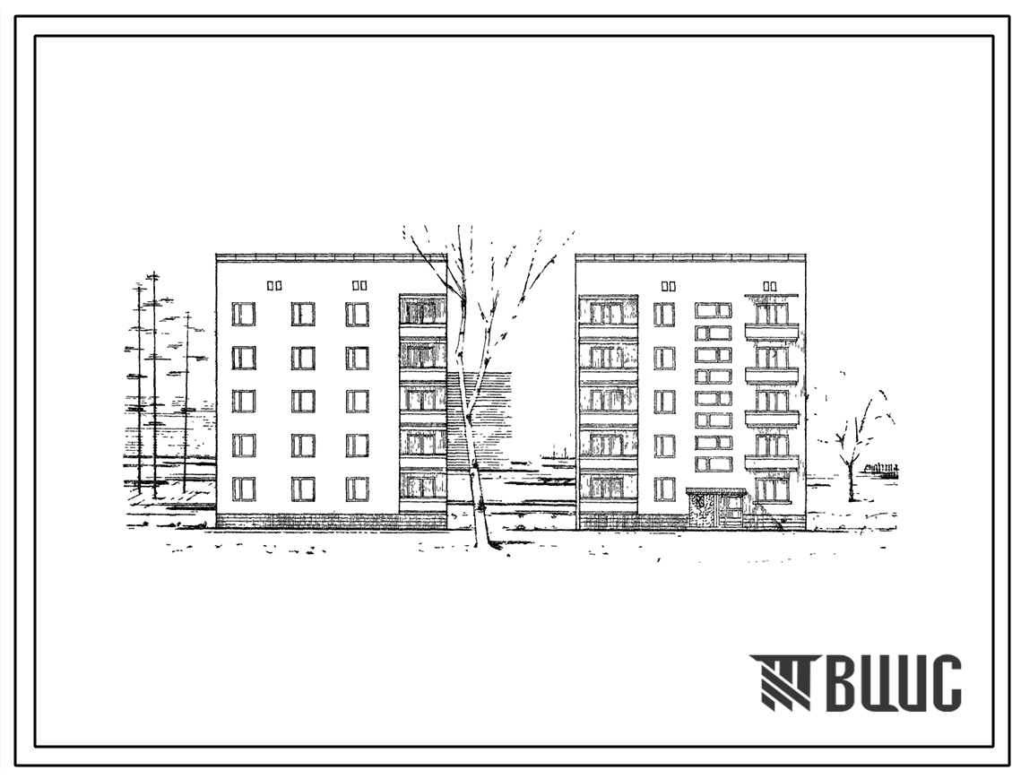 Типовой проект 87-026в Блок-секция 5-этажного дома рядовая правая на 10 квартир, для строительства в 3 строительно-климатической зоне на подрабатываемых территориях.