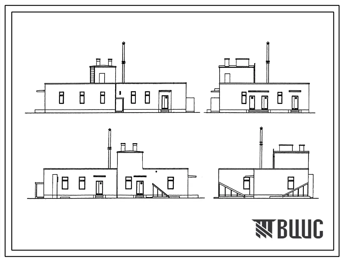 Типовой проект 254-9-100с.84 Дезотделение, мусоросжигательная печь, ремонтные мастерские центральной районной больницы на 250 коек с поликлиникой на 500 посещений в смену. Сейсмичность 7, 8, 9 баллов. Здание одно-, двухэтажное. Стены из кирпича.