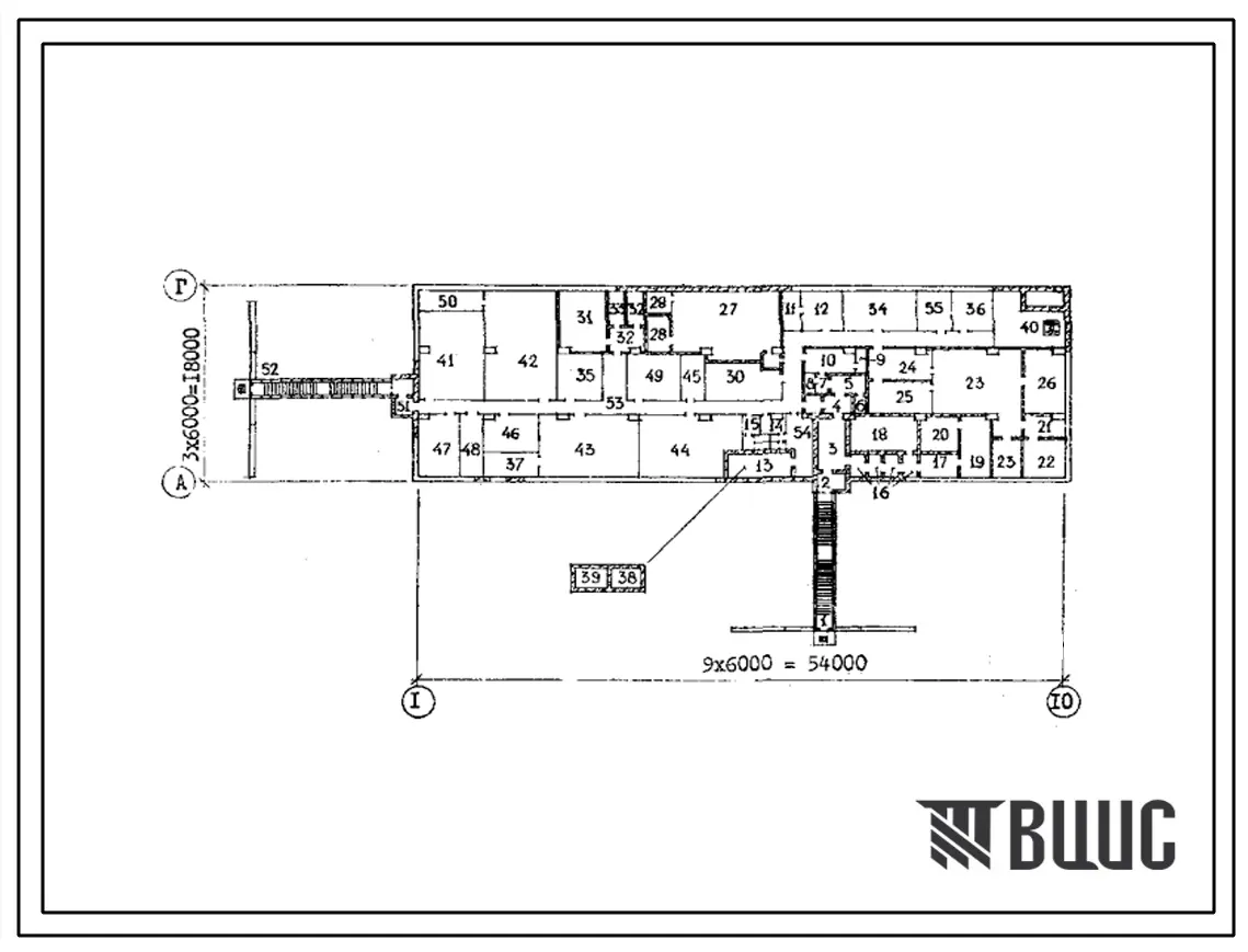 Типовой проект В-IV-60-84/15 Объединенный склад энергосистем отдельно стоящий. Стены из железобетонных панелей по серии У-01-01/80 (для сухих грунтов), (убежище на 60 человек, размеры убежища 54м на 18м, режимы вентиляции 1,2,3).
