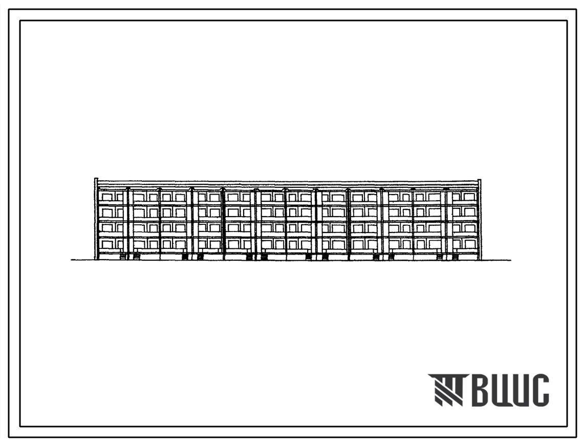 Типовой проект 1Уз-500ТСП-8 Крупнопанельный четырехэтажный шестисекционный дом на 48 квартир (однокомнатных 2Б-24, трехкомнатных 3Б-24) с шагом поперечных стен 2,7 и 3,3 м для строительства в 4А климатическом подрайоне Туркменской ССР сейсмичностью 9 балл