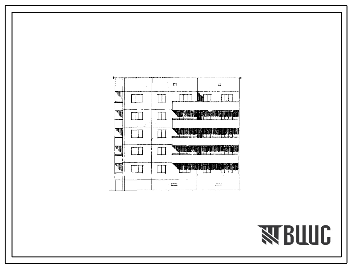 Типовой проект 108-034/1 Блок-секция пятиэтажная торцовая левая на 15 квартир (однокомнатных 1Б-5, двухкомнатных 2Б-1, трехкомнатных 3Б-9) . Для строительства в 1В, 2Б, 2В, 2Г, 3А климатических подрайонах.