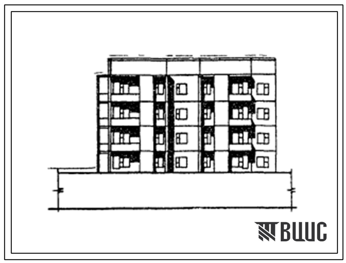 Типовой проект 135-0298с.23.86 5-этажная блок-секция на 13 квартир торцевая левая 2Б-3Б-3Б с унифицированными встроенными частями объектов торговли для Бурятской АССР