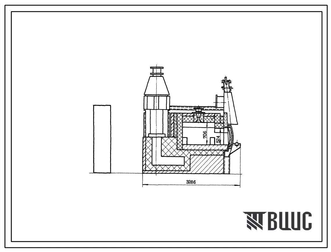 Типовой проект 406-9-216 Печь нагревательная камерная размерами пода 1,04х0,93 м на газе низкого давления с отводом дыма вверх