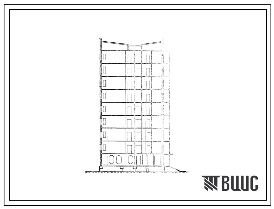 Типовой проект 112-019м.85 9-этажные рядовые жилые блоки для малосемейных меридиональной ориентации и элементы блокировки. Для строительства на вечномерзлых грунтах, используемых по принципу 1.