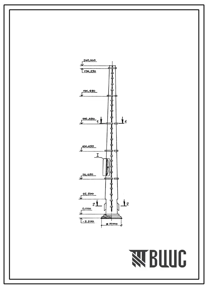 Проект 11742 Труба дымовая железобетонная Н=240м, До=7,8м