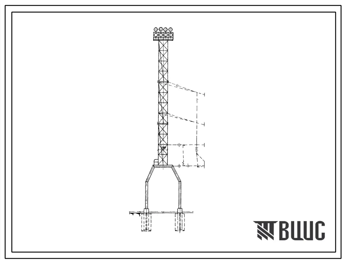 Серия 3.501-45 Металлические прожекторные мачты высотой 28 м с порталом. Материалы для проектирования.