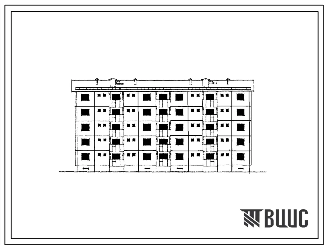 Типовой проект 69-016с/1 Пятиэтажная блок-секция двойная на 20 квартир типа 3Б. Для строительства в г.Алма-Ата, в районе сейсмичностью 9 баллов