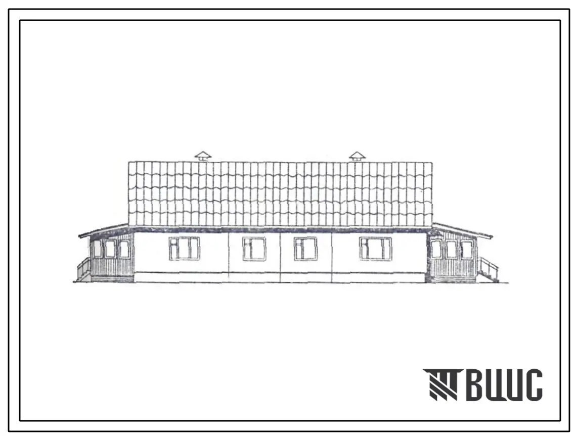 Типовой проект 181-121-104.84 Дом на 2 трехкомнатные квартиры. Общая площадь квартир 158 м2 (СТЕНЫ ИЗ КЕРАМЗИТОБЕТОННЫХ ПАНЕЛЕЙ, Перекрытия из арболитовых панелей (вариант – железобетонные), Полное инженерное благоустройство. Ориентация свободная, Одноэта