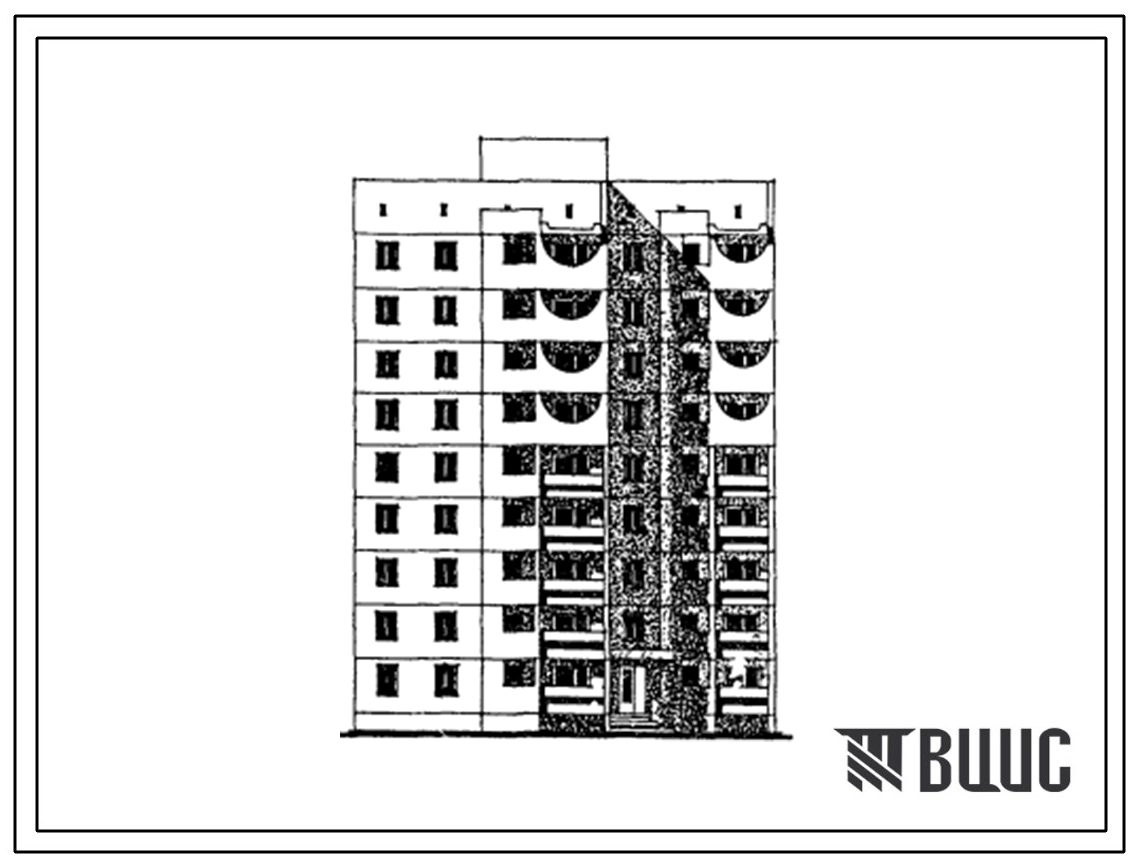 Типовой проект 149-011с.86 Блок-секция 9-этажная 36-квартирная рядовая 2Б-2Б-1Б-4Б