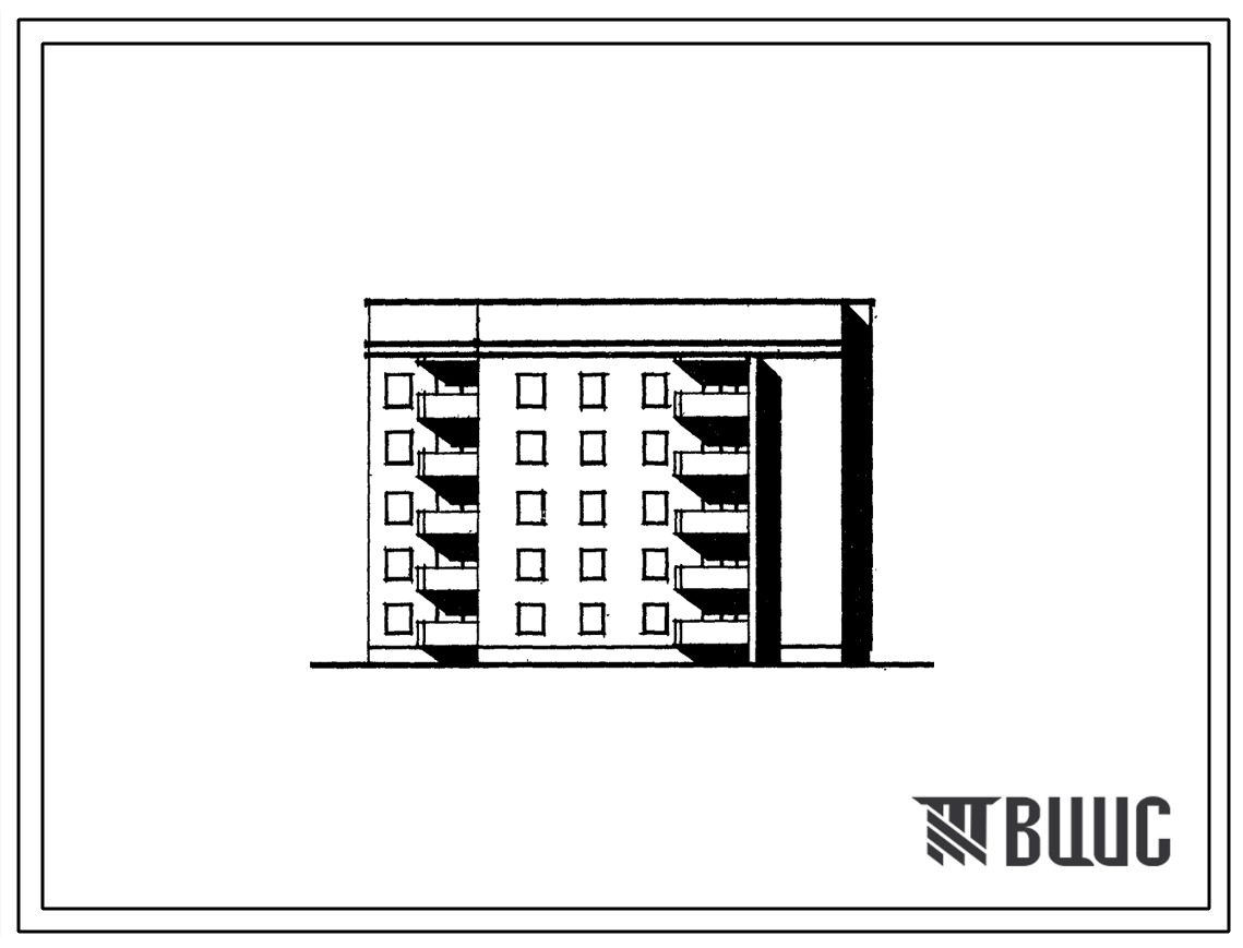 Типовой проект 89-050/1 5-этажная торцовая блок-секция 1Б.2Б.3Б.3Б на 20 квартир (левая)