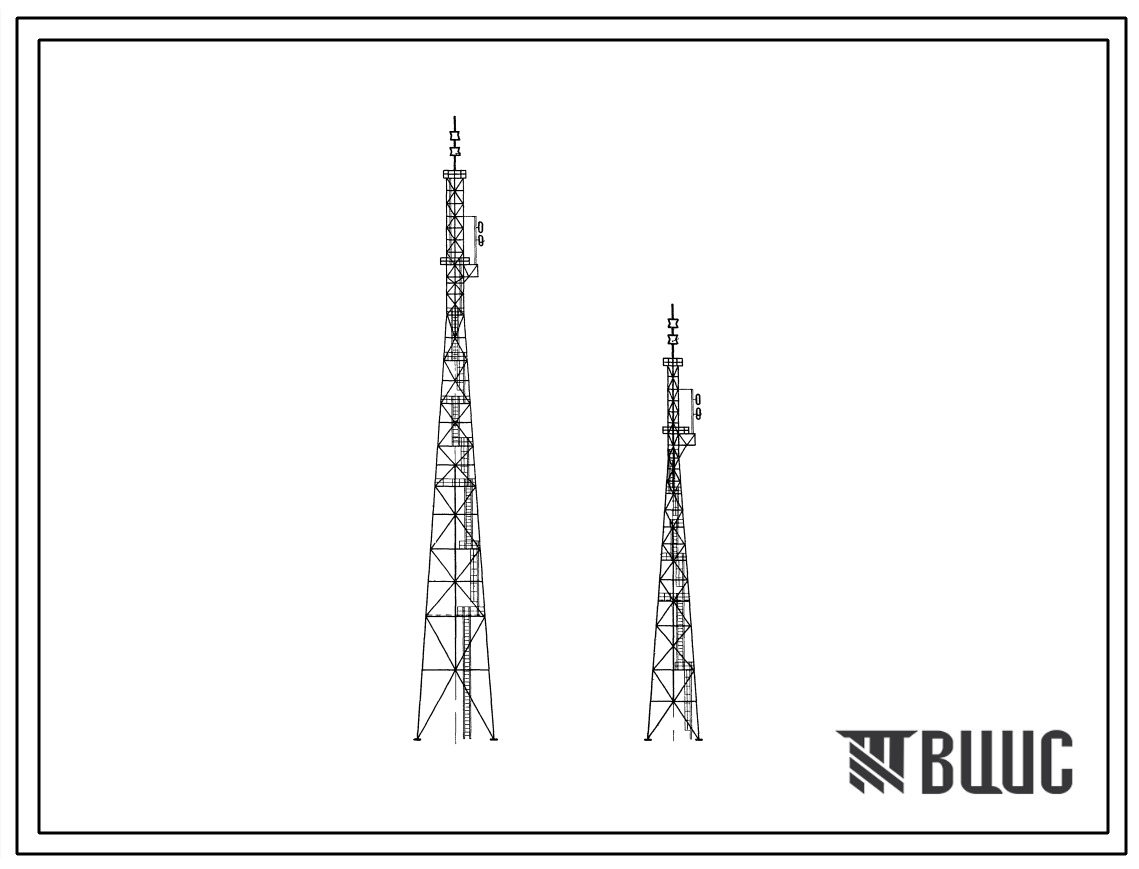 Типовой проект 604-14 Опоры металлические для ретранслятора ТРСА 12/12 высотой 75 и 50 м