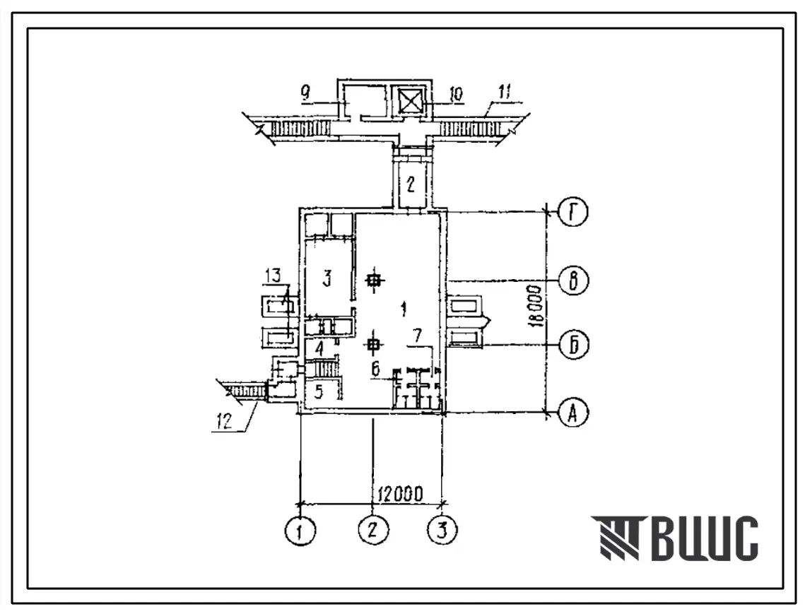 Типовой проект A-II,III,IV-300-363.86 Склад материалов и оборудования отдельно стоящий заглубленный. Стены из железобетонных панелей по серии У-01-02/80 (убежище на 300 человек, размеры убежища 18м на 12м, режимы вентиляции 1,2).