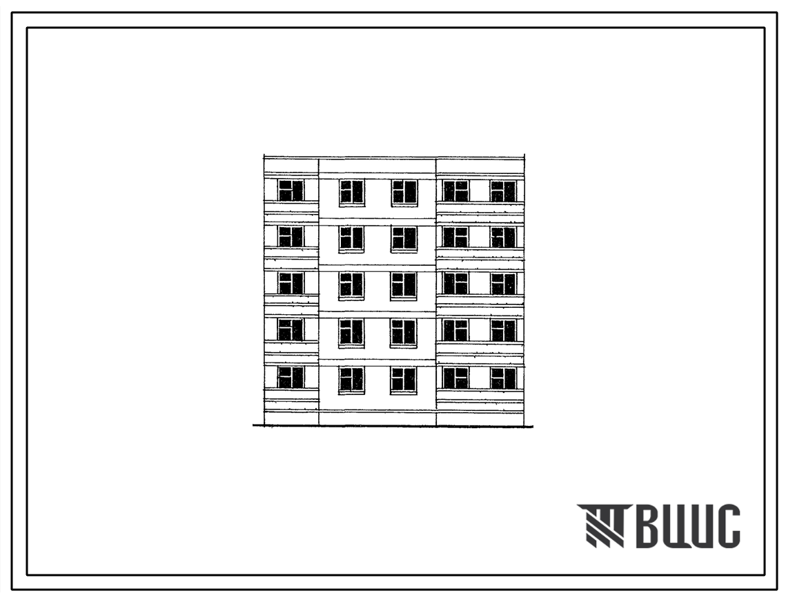 Типовой проект 102-022 Пятиэтажная рядовая правая блок-секция на 10 квартир (трехкомнатных 3Б-5, четырехкомнатных 4Б-5). Для строительства в 3Б климатическом подрайоне Молдавской ССР
