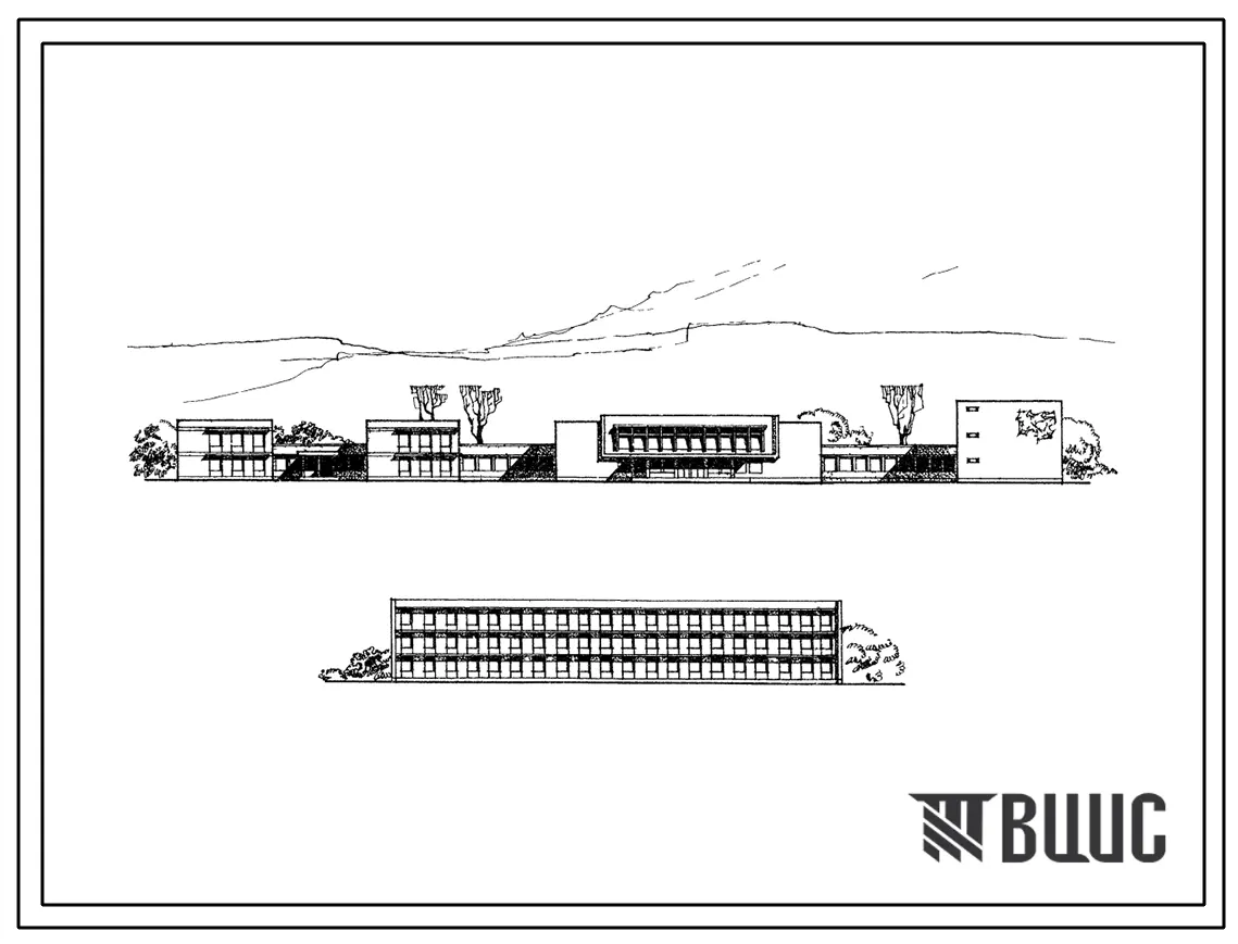 Типовой проект 225-1-112с Десятилетняя общеобразовательная школа на 30 классов (1176 учащихся) с сейсмичностью 7 и 8 баллов.