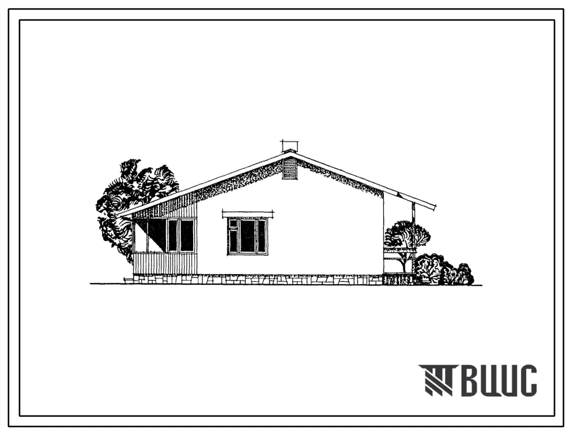 Типовой проект 184-16-49/1 1-этажный 1-квартирный 2-комнатный жилой дом с квартирой типа 2Б. Для строительства в 1В климатическом подрайоне, 2 и 3 климатических районах.