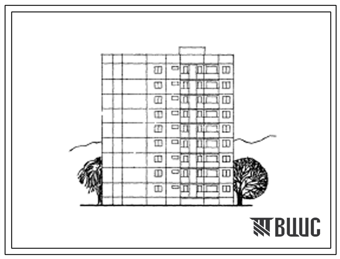 Типовой проект 127-046с/1 Девятиэтажная блок-секция крупнопанельная торцевая левая на 27 квартир (однокомнатных 1Б-9, 1Б-9, двухкомнатных 2Б-9)