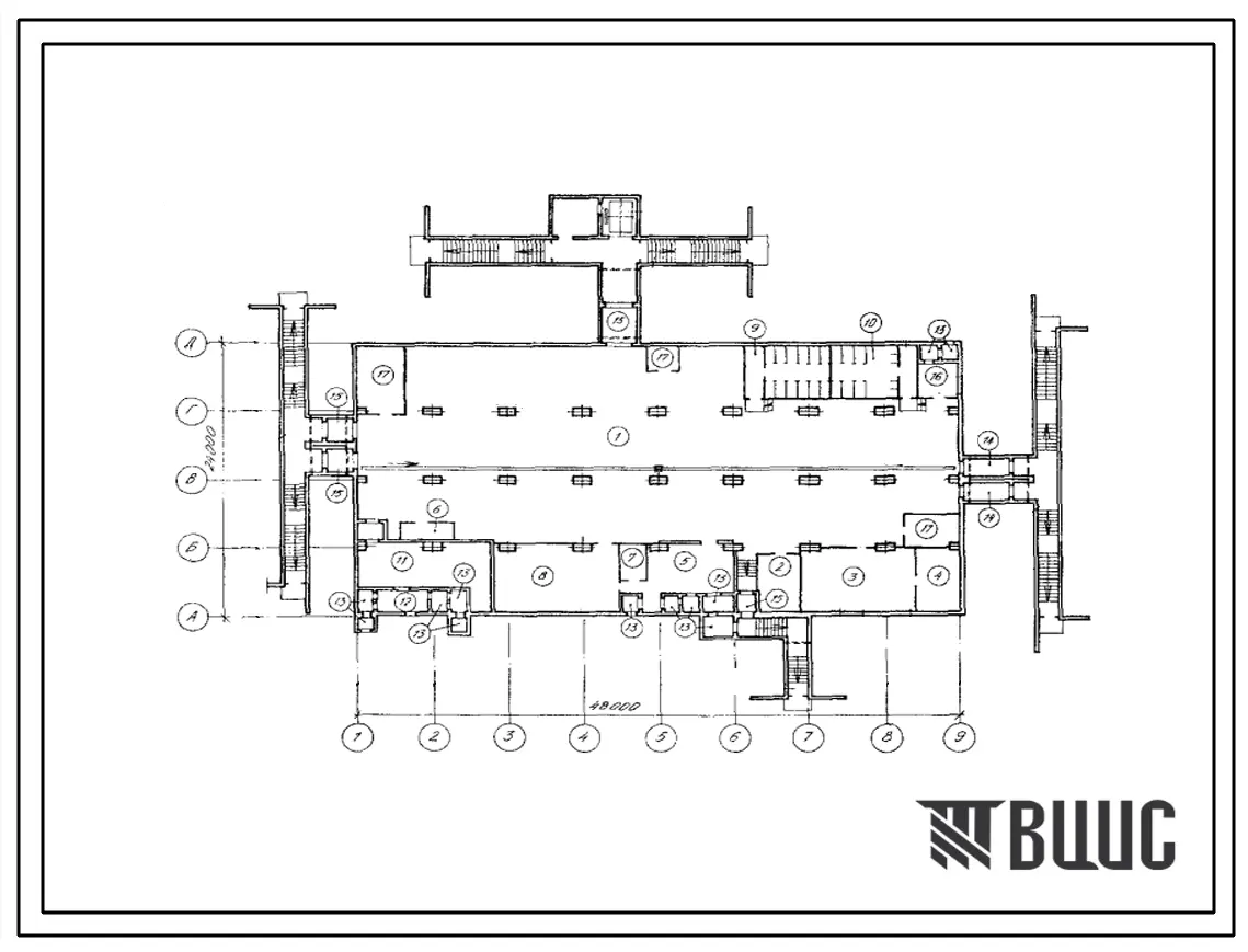 Типовой проект А-II,III,IV-1800-433.89 Склад материалов и оборудования отдельно стоящий заглубленный. Стены монолитные железобетонные (убежище на 18000 человек, размеры убежища 42м на 24м, режимы вентиляции 1,2,3).