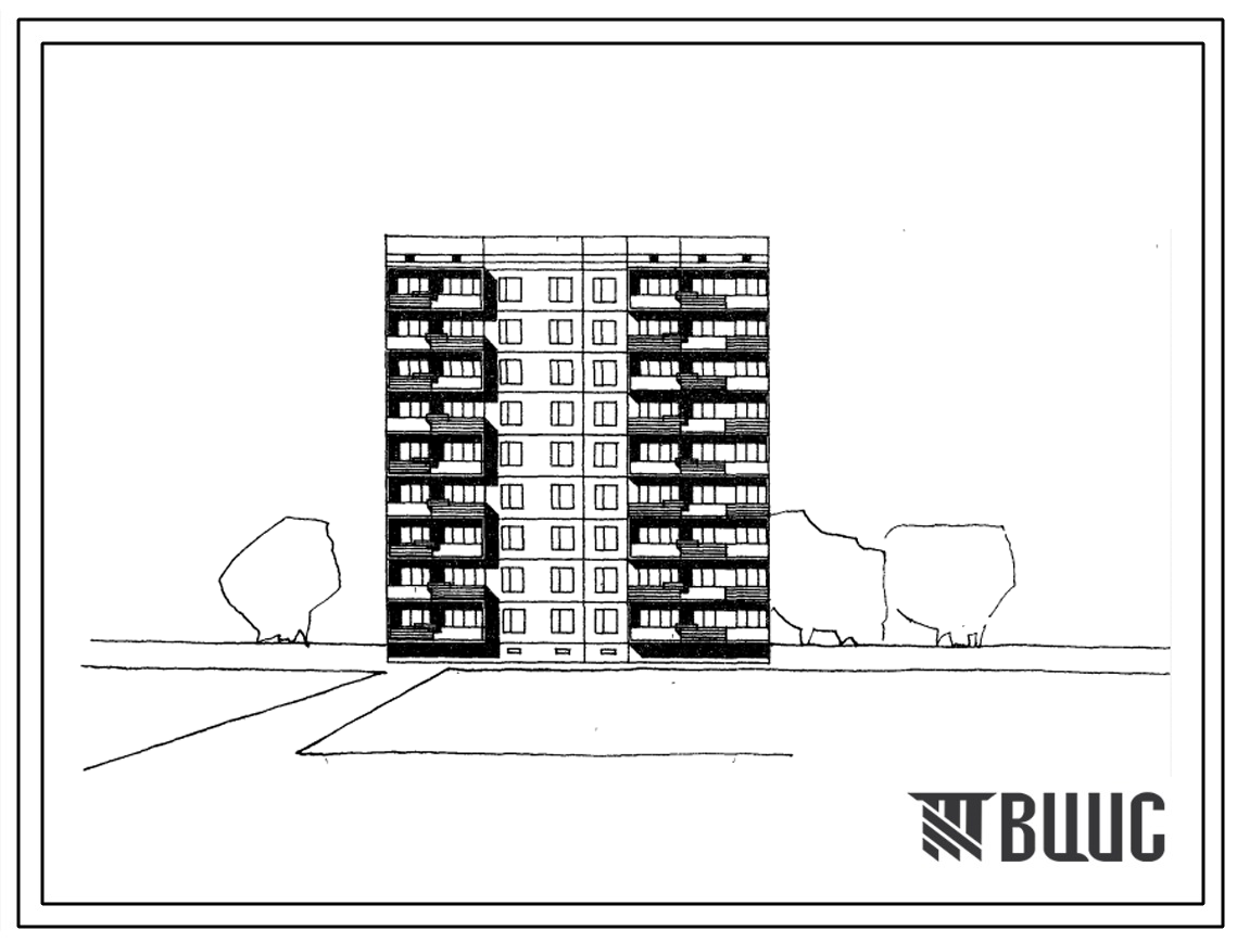 Типовой проект 96-019 9-этажная блок-секция рядовая правая на 36 квартир для строительства во 2 и 3 строительно-климатических зонах.