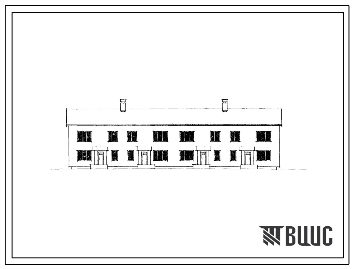 Типовой проект 144-12-71 Двухэтажный четырехквартирный кирпичный жилой дом с четырехкомнатными квартирами в двух уровнях.