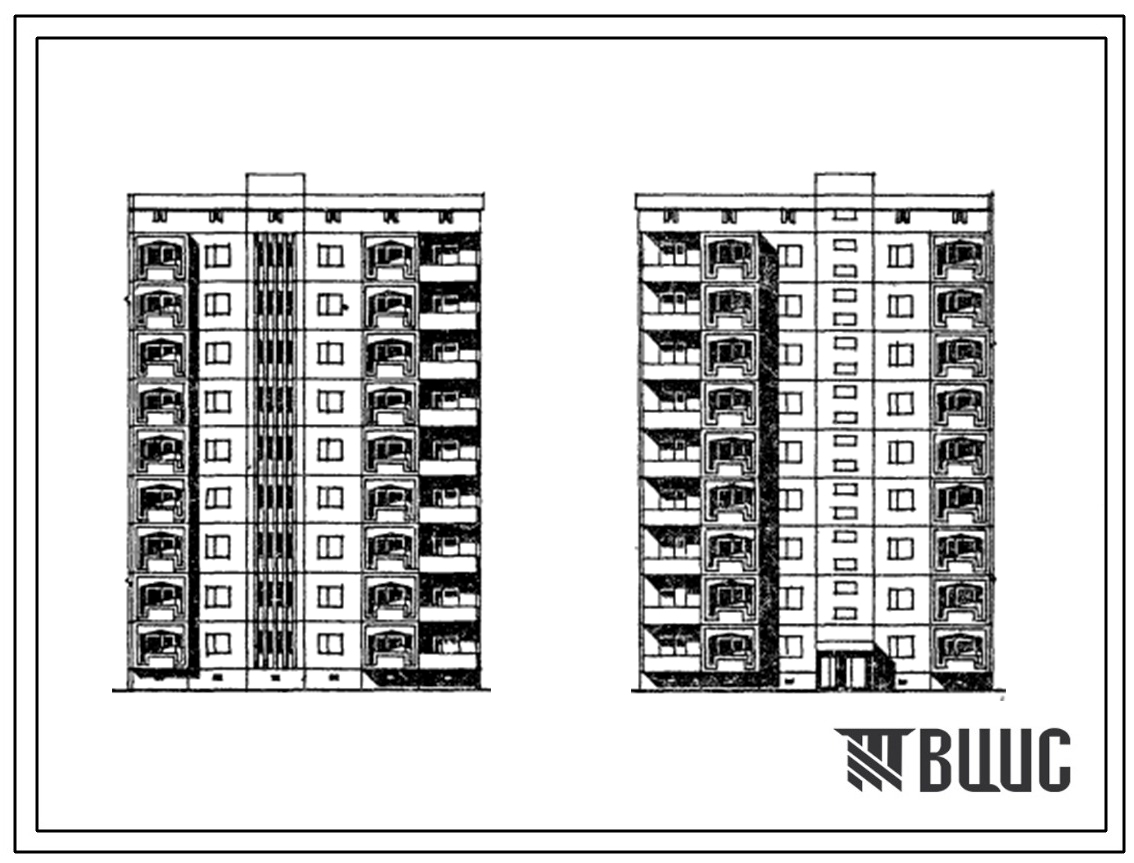 Типовой проект 150-015с.13.86 Блок-секция 9-этажная 27-квартирная торцовая правая 3Б.2Б.2Б (для Азербайджанской ССР)