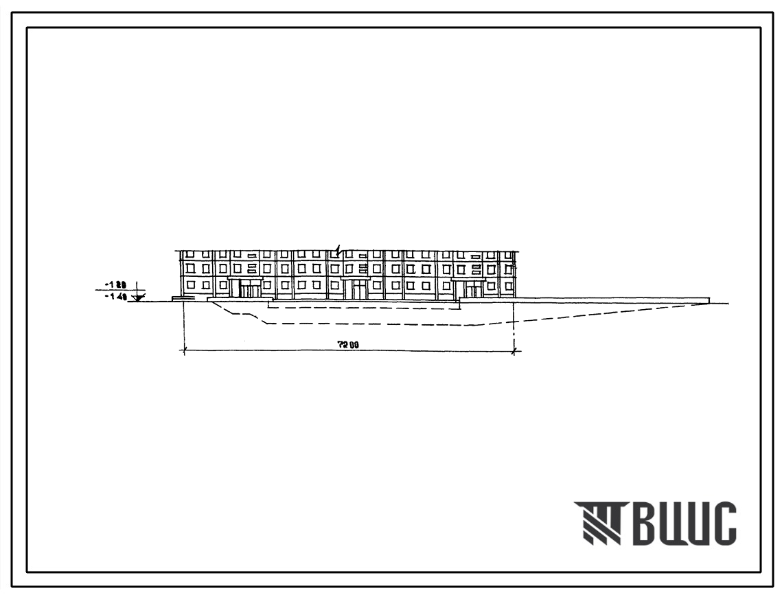 Типовой проект А-II-42/2400-81/5Д Гараж-стоянка типа «А» под 3-х секционным жилым домом П-44/17 с блоком инженерного обеспечения, вынесенным в сторону двора