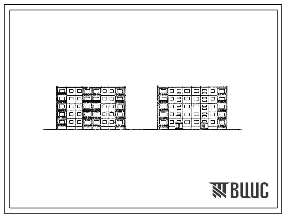 Типовой проект 105-09с Пятиэтажная 25 квартирная блок-секция 1Б.1Б.2Б — 2Б.3Б (торцовая левая).