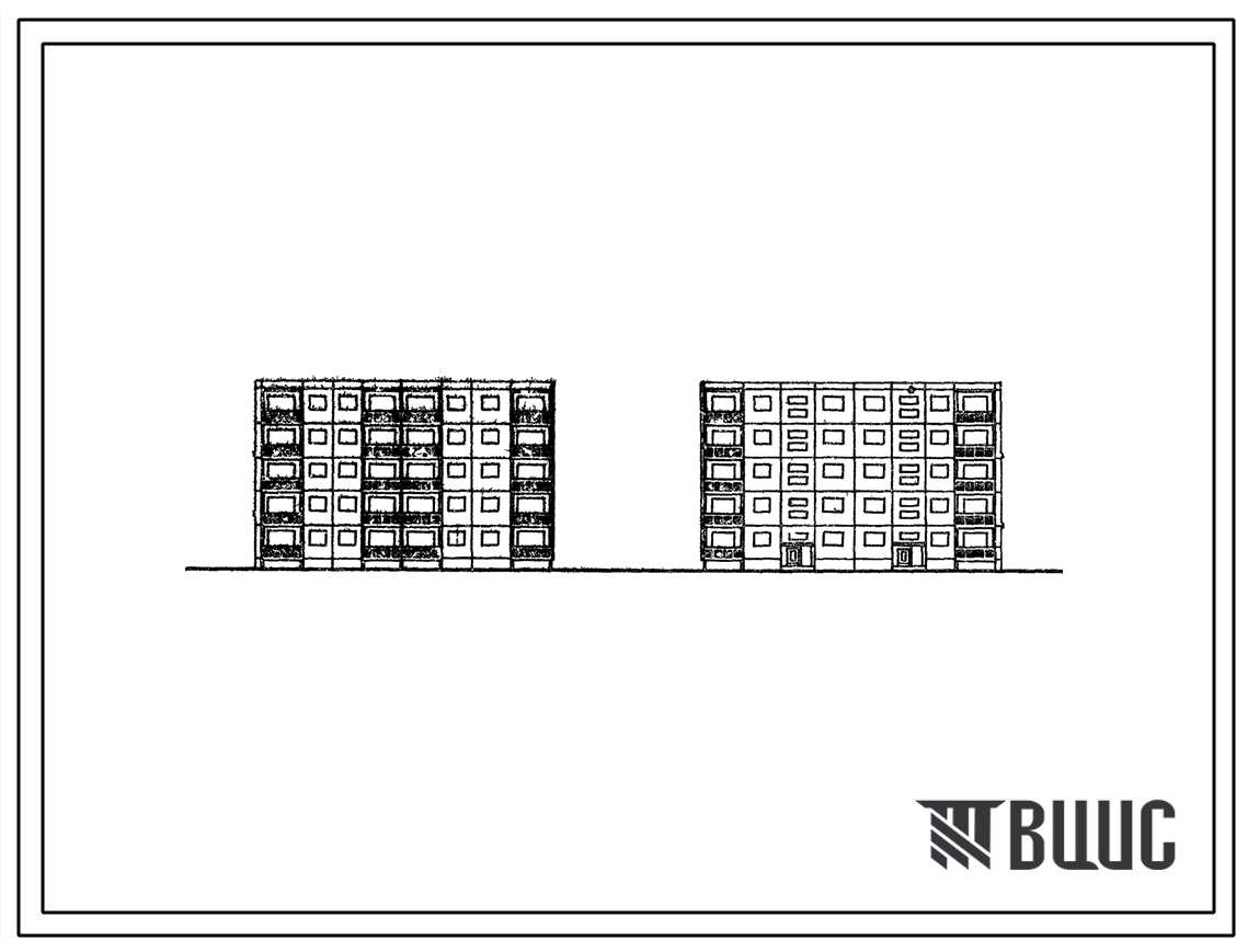 Типовой проект 105-010с Пятиэтажная 25 квартирная блок-секция 3Б.2Б-2Б.1Б.1Б (торцовая правая).