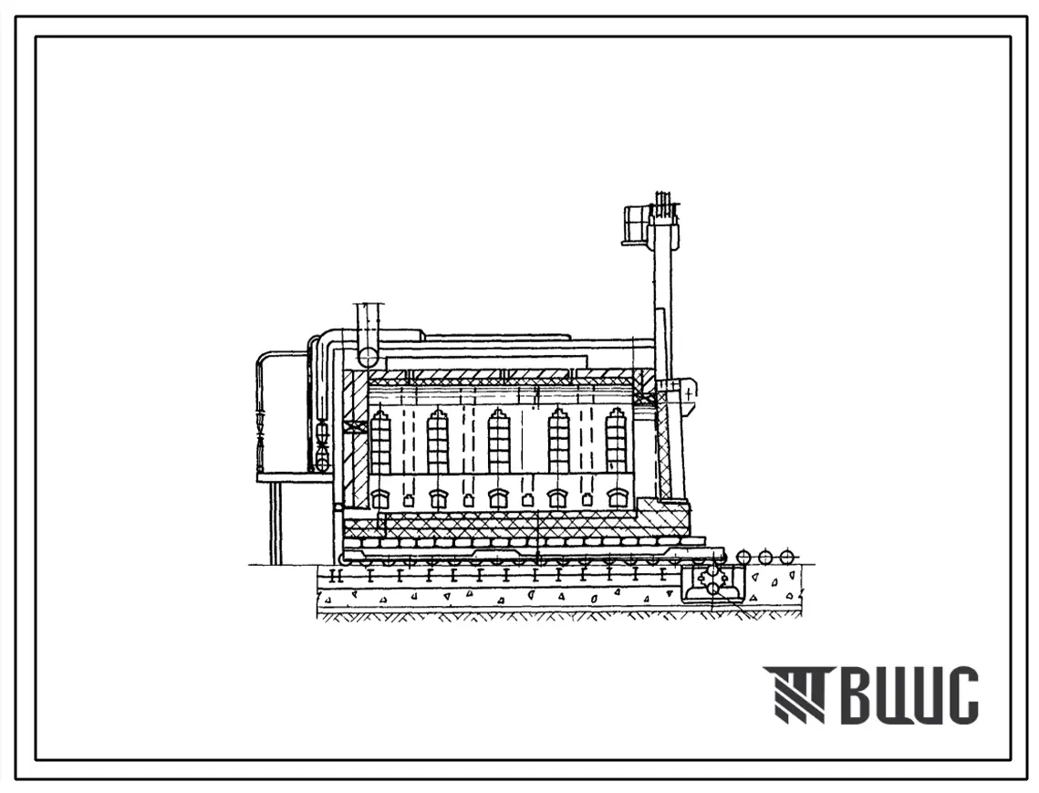 Типовой проект 406-09-111 Печь термическая с выкатным подом размерами 3,0х6,3 м на газе с отбором продуктов горения под зонт