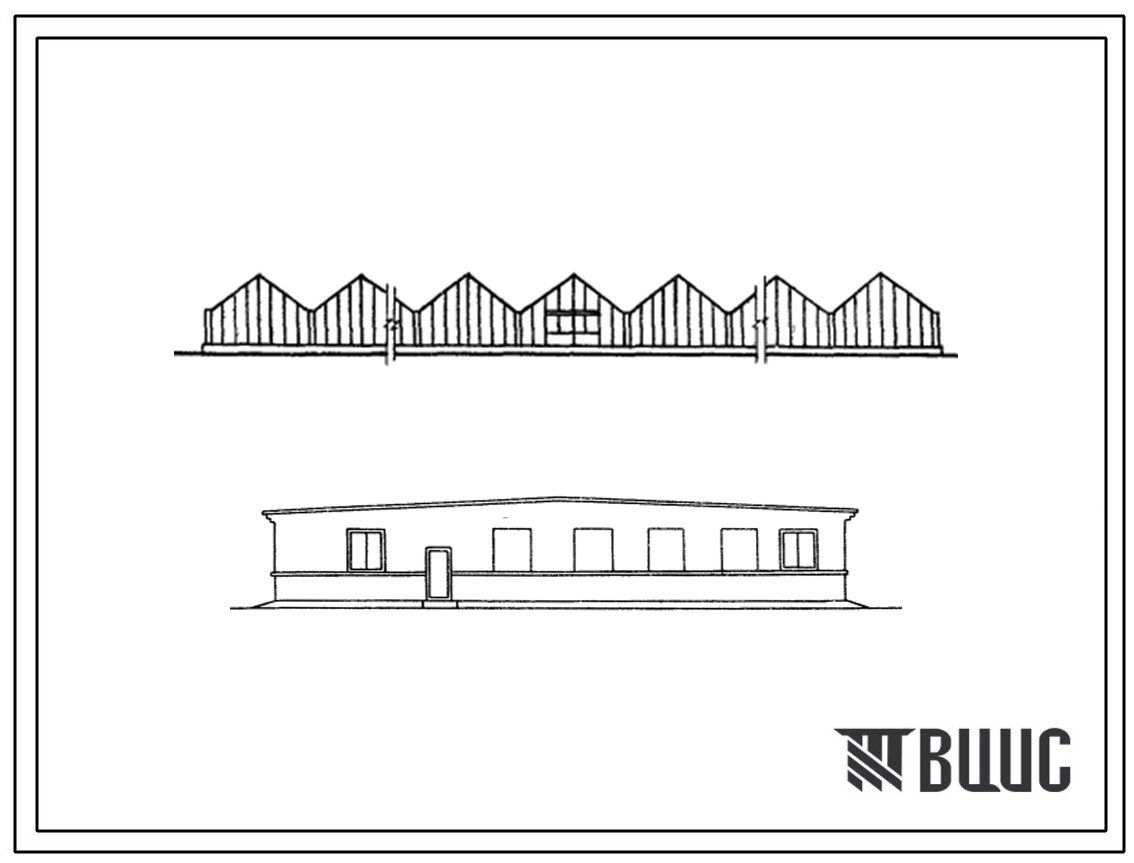 Типовой проект 810-56/73 Блок зимних почвенных теплиц площадью 6 га с пролетом звена 6,4 м, с конструкциями из гнутых профилей, для центральных районов СССР