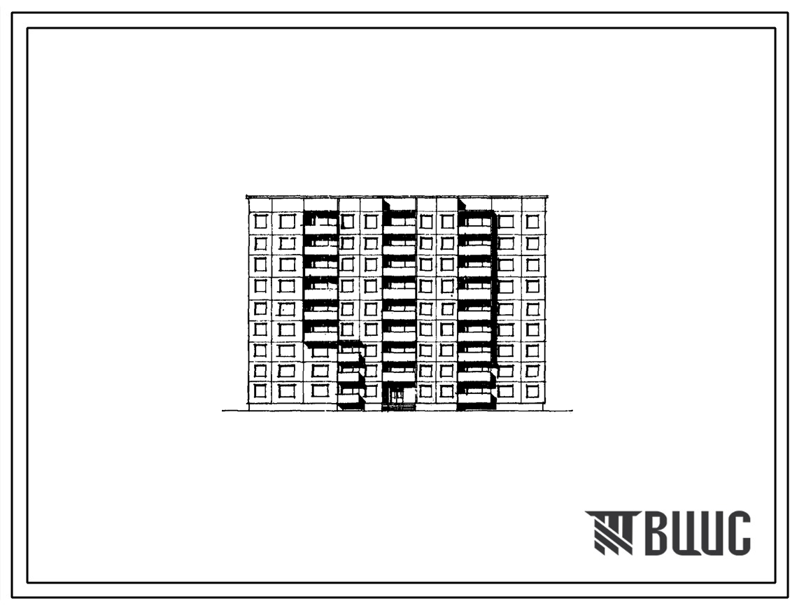 Типовой проект 97-061/1 Девятиэтажная блок-секция рядовая на 62 квартиры (однокомнатных 1Б-17, двухкомнатных 2Б-27, четырехкомнатных 4А-18). Для строительства в 1В климатическом подрайоне