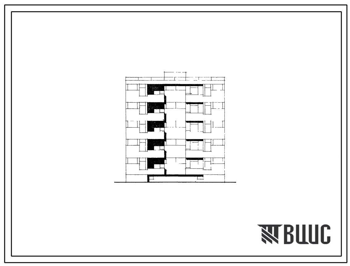 Типовой проект 126-08 Пятиэтажная блок-секция на 15 квартир рядовая правая 1А-2Б-3Б со стенами из мелких блоков ячеистого бетона. Для строительства во 2 и 3 строительно-климатических зонах.