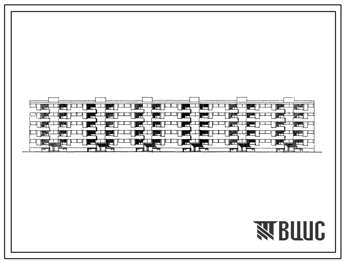 Типовой проект 113-126-28 Пятиэтажный шестисекционный жилой дом на 90 квартир (однокомнатных 1А-10, однокомнатных 1Б-20, двухкомнатных 2Б-30, трехкомнатных 3А-20, трехкомнатных 3Б-10). Стены из мелких ячеистобетонных блоков.