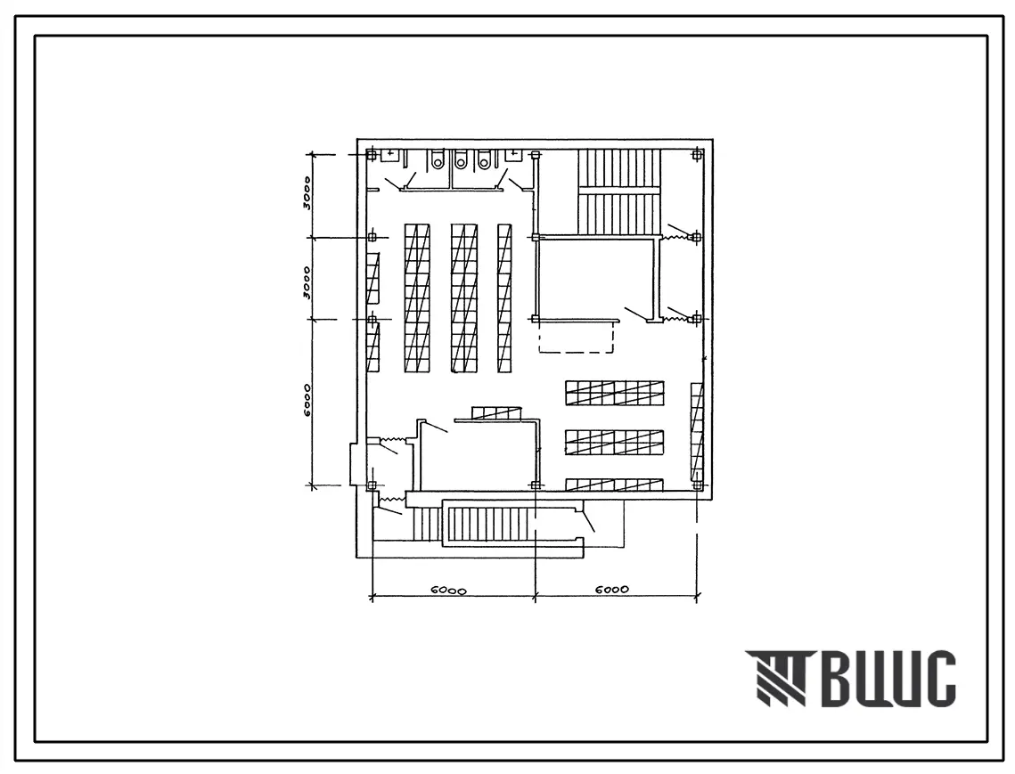 Типовой проект П-2-150-339.86 Склад материалов и оборудования заглубленный отапливаемый встроенный (убежище на 150 человек, размеры убежища 12м на 12м, режимы вентиляции 1,2,3).