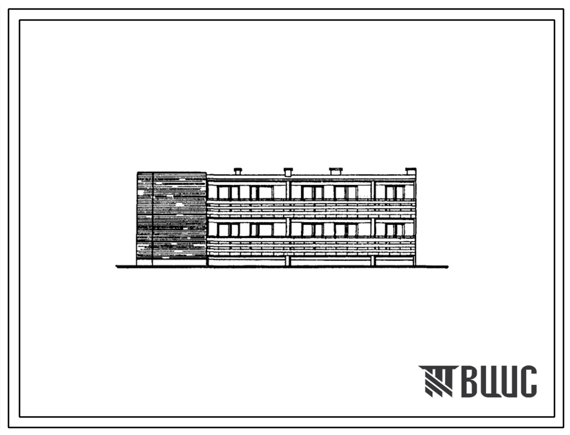 Типовой проект 103-015.13.86 Двухэтажная блок-секция торцевая на 4 квартиры.
