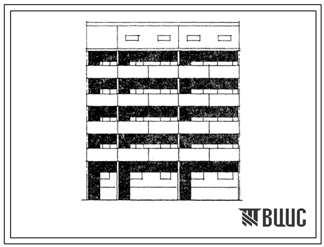 Типовой проект 104-052.85 Блок-секция рядовая с торцевыми окончаниями 5-этажная 15-квартирная 1А-2Б-3Б. Для строительства во 2В климатическом подрайоне Латвийской ССР (г.Даугавпило).