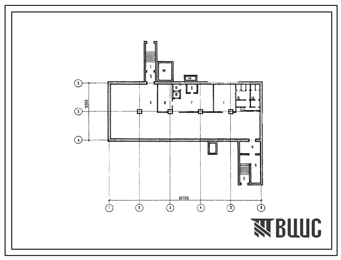 Типовой проект А-2-600-79/206М Отдельно стоящий отапливаемый склад площадью 215 м2, (убежище на 300 человек, размеры убежища 30м на 20м, режимы вентиляции 1,2,3).
