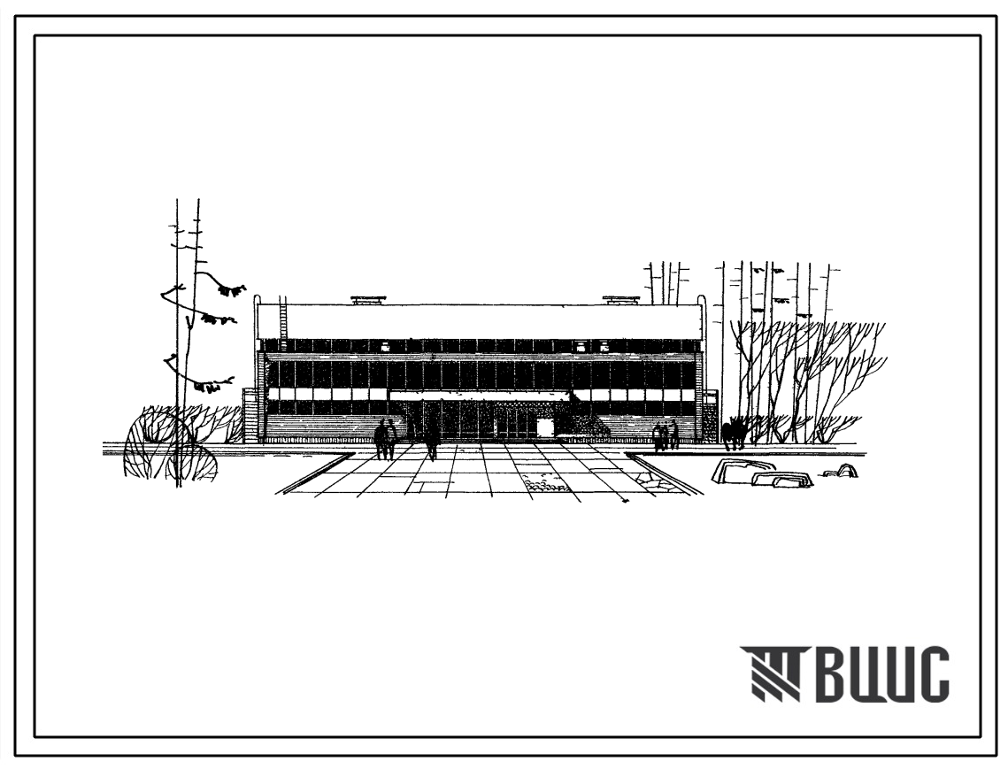 Типовой проект 294-2-26 Спортивный корпус с залом 36х18м для строительства в 1В подрайоне, 2 и 3 климатических районах.