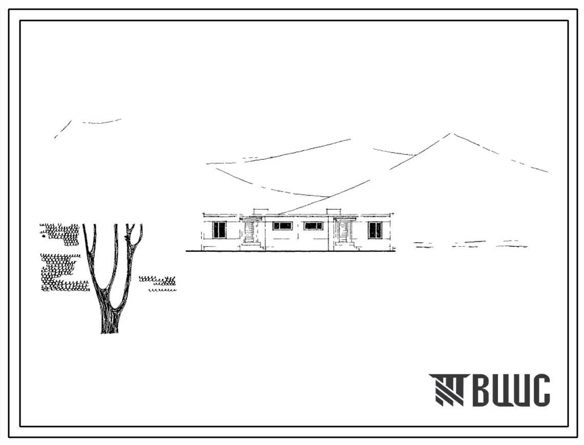 Типовой проект 181-53-46сп 1-этажный 2-квартирный блокированный жилой дом с 3-комнатными квартирами.