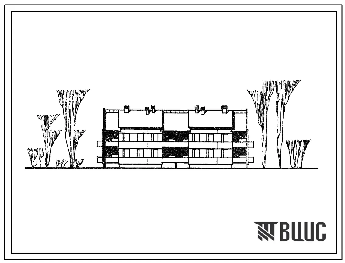 Типовой проект 111-26-28 Двухэтажный двухсекционный жилой дом на 12 квартир (однокомнатных 1Б-4, двухкомнатных 2Б-4, трехкомнатных 3Б-4). Наружные стены из газосиликатобетонных панелей. Для строительства во 2 и 3 климатических районах