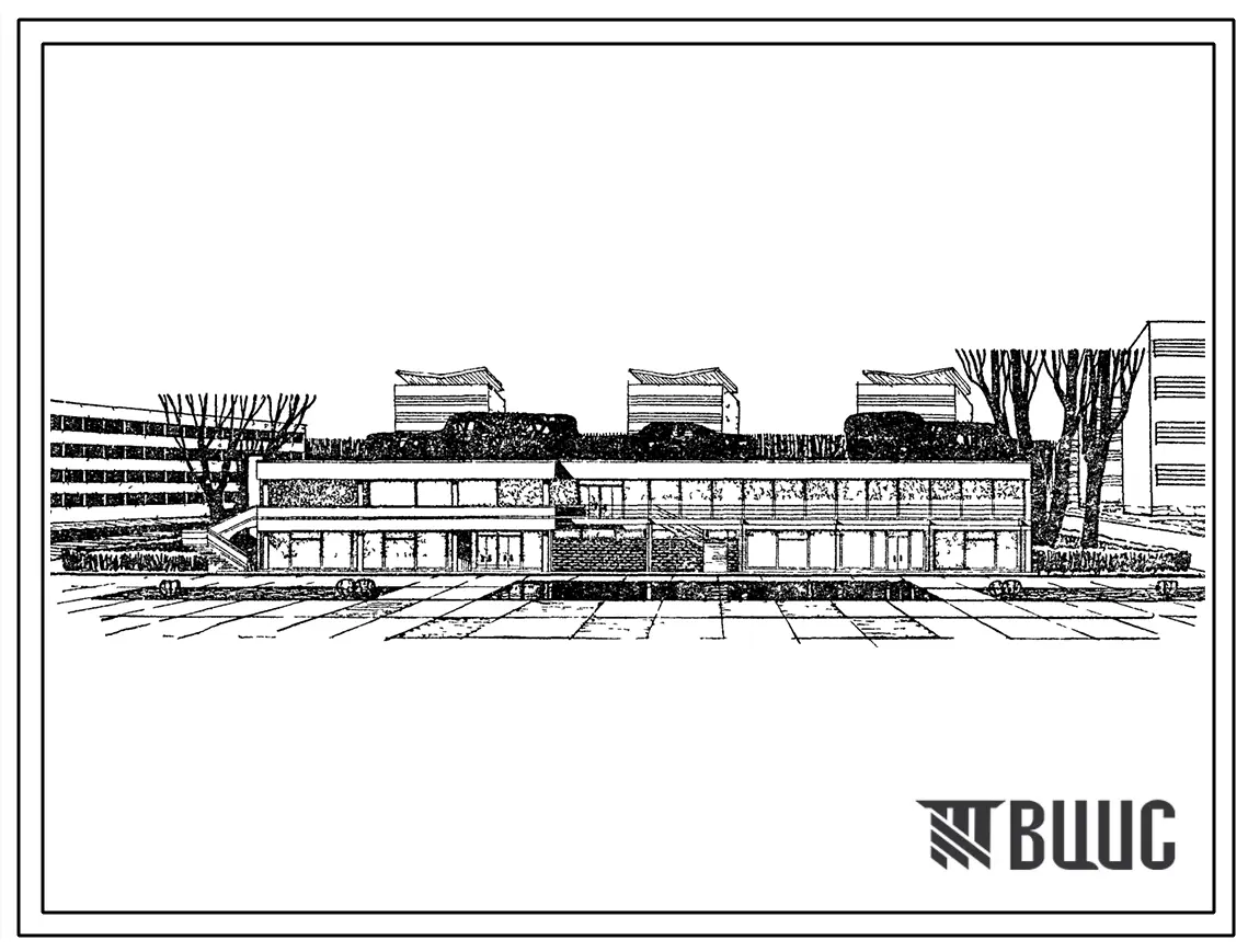 Типовой проект 272-31-14сп Общественный центр микрорайона на 6000 жителей. Для строительства в IV строительно-климатической зоне, в районах с сейсмичностью 9 баллов, на грунтах II типа просадочности.