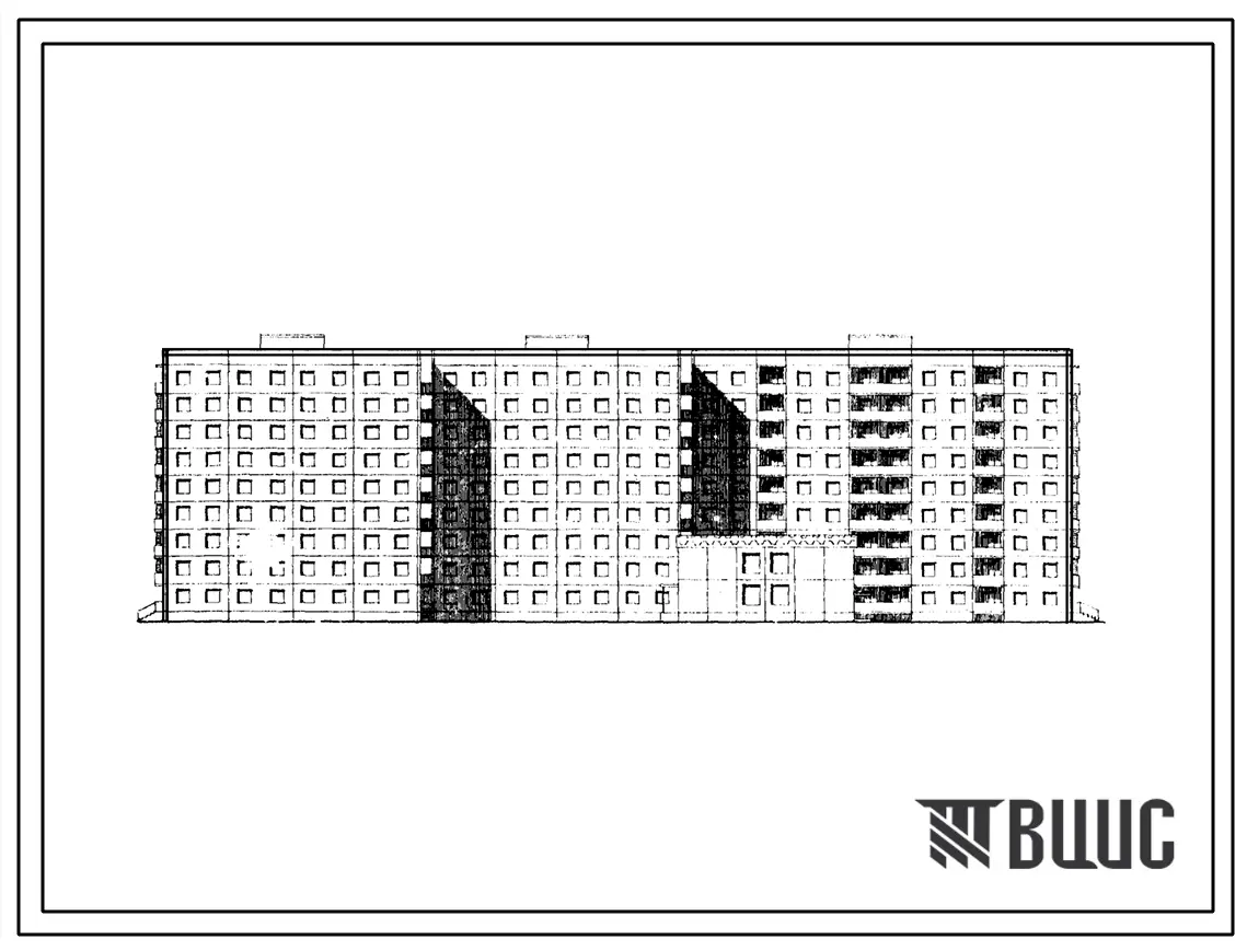 Типовой проект 161-125-31/1 Девятиэтажное общежитие на 628 мест для рабочих и служащих. Для строительства и 1В климатическом подрайоне, 2 и 3 климатических районах